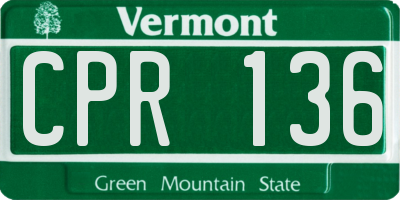 VT license plate CPR136