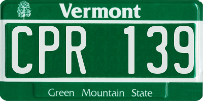 VT license plate CPR139