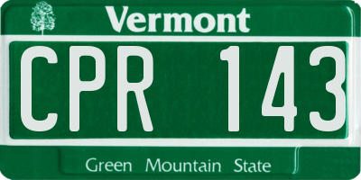 VT license plate CPR143