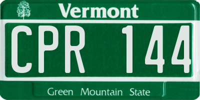 VT license plate CPR144