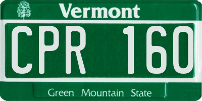 VT license plate CPR160