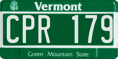 VT license plate CPR179