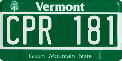 VT license plate CPR181