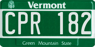 VT license plate CPR182