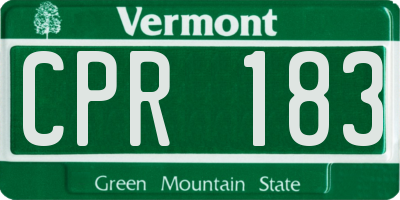 VT license plate CPR183