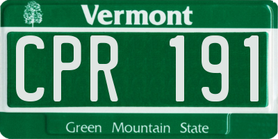 VT license plate CPR191