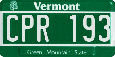 VT license plate CPR193