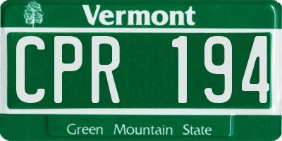 VT license plate CPR194