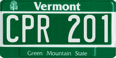 VT license plate CPR201
