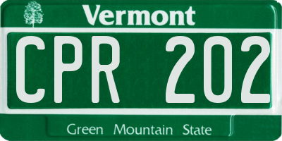 VT license plate CPR202