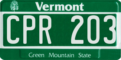 VT license plate CPR203