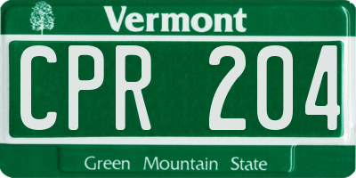 VT license plate CPR204