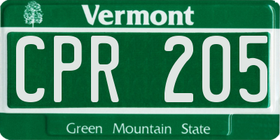 VT license plate CPR205