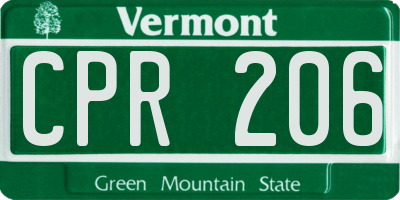 VT license plate CPR206
