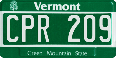 VT license plate CPR209