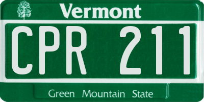 VT license plate CPR211