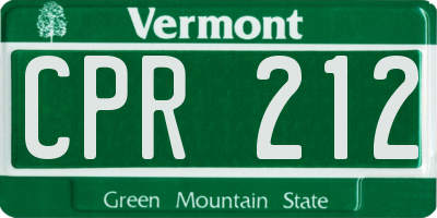 VT license plate CPR212