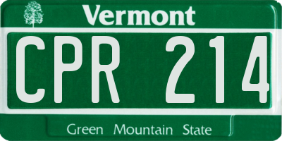 VT license plate CPR214