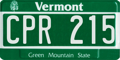 VT license plate CPR215