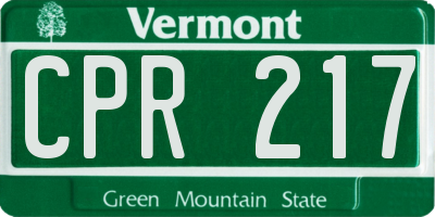 VT license plate CPR217