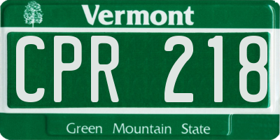 VT license plate CPR218