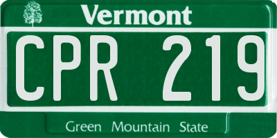 VT license plate CPR219