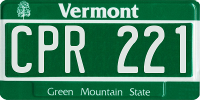 VT license plate CPR221