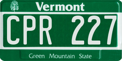 VT license plate CPR227