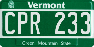 VT license plate CPR233
