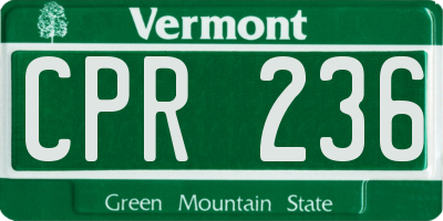 VT license plate CPR236