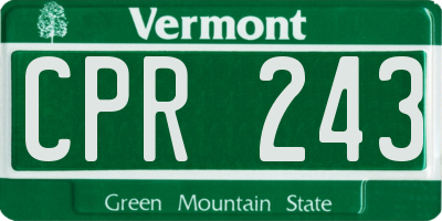 VT license plate CPR243