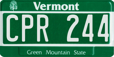 VT license plate CPR244