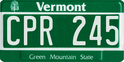 VT license plate CPR245