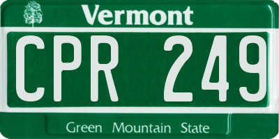 VT license plate CPR249