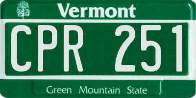VT license plate CPR251