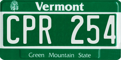 VT license plate CPR254