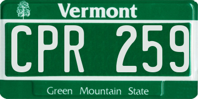 VT license plate CPR259