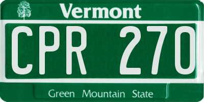 VT license plate CPR270