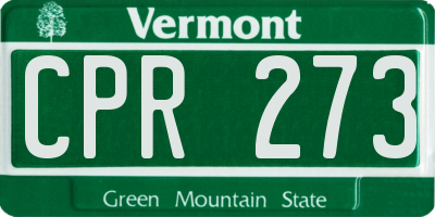VT license plate CPR273