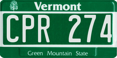 VT license plate CPR274