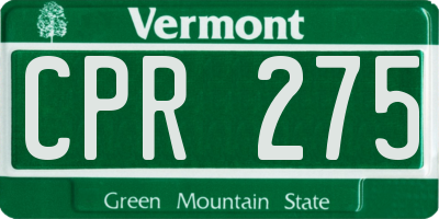 VT license plate CPR275