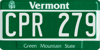 VT license plate CPR279