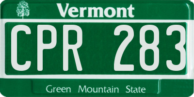 VT license plate CPR283