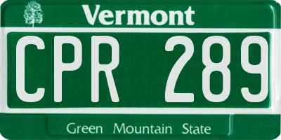 VT license plate CPR289