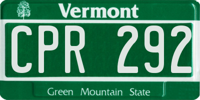 VT license plate CPR292