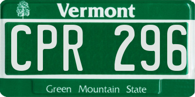 VT license plate CPR296