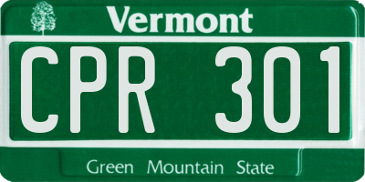 VT license plate CPR301