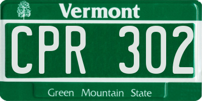 VT license plate CPR302