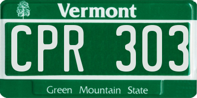 VT license plate CPR303