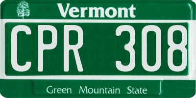 VT license plate CPR308